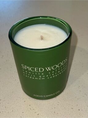 DEHV Candle Co. Spiced Woods Green Glass Candle - NEW
